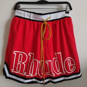 Rhude Court Logo Red Shorts